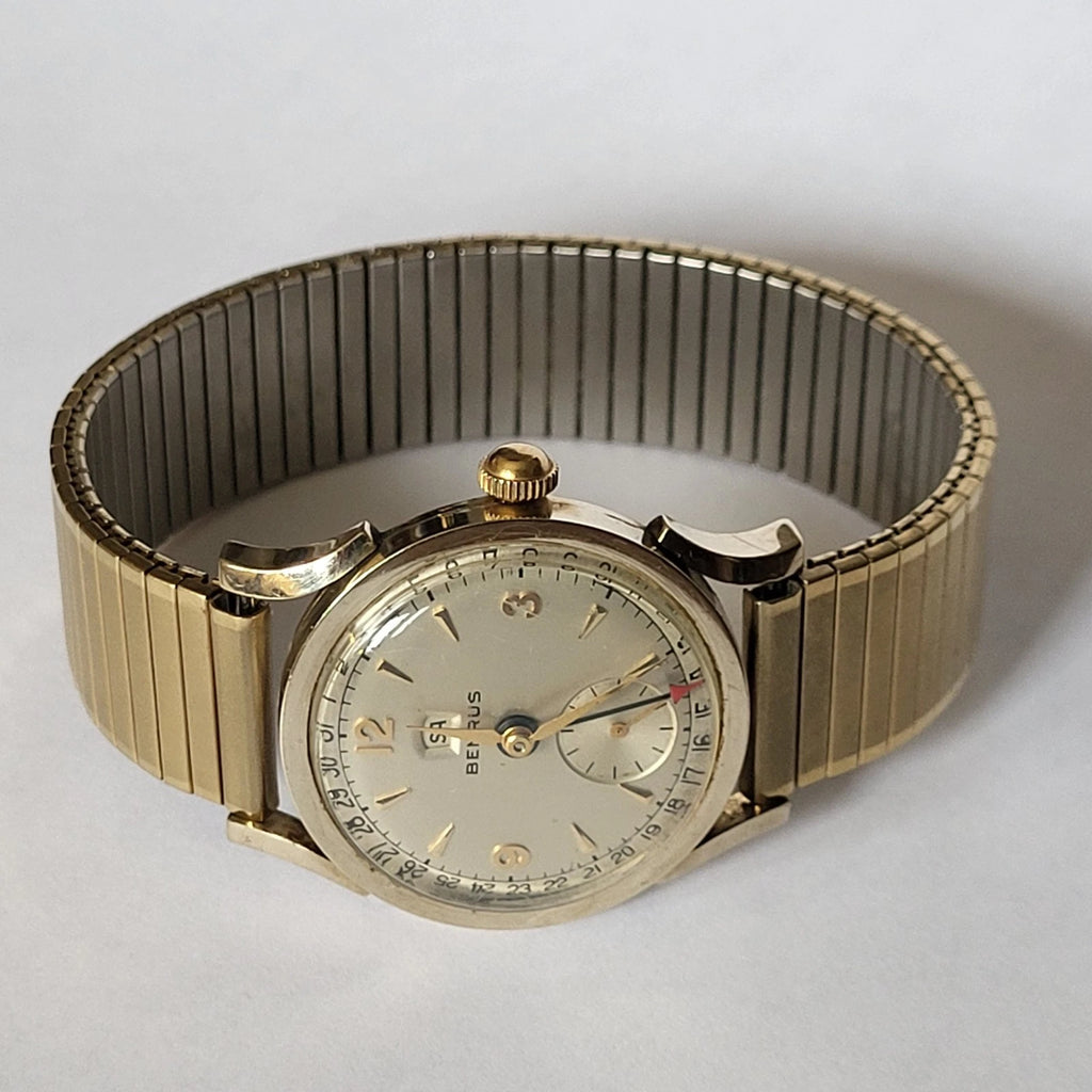 Vintage Benrus Men's Date Pointer Swiss Watch 10K Gold Filled