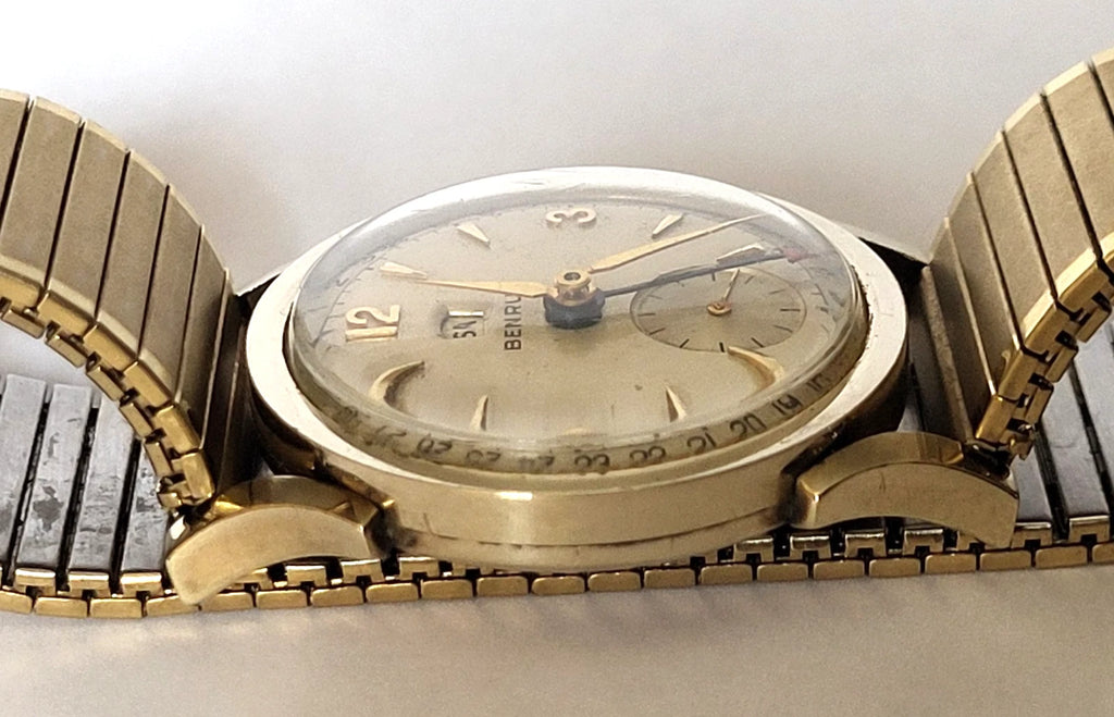 Vintage Benrus Men's Date Pointer Swiss Watch 10K Gold Filled