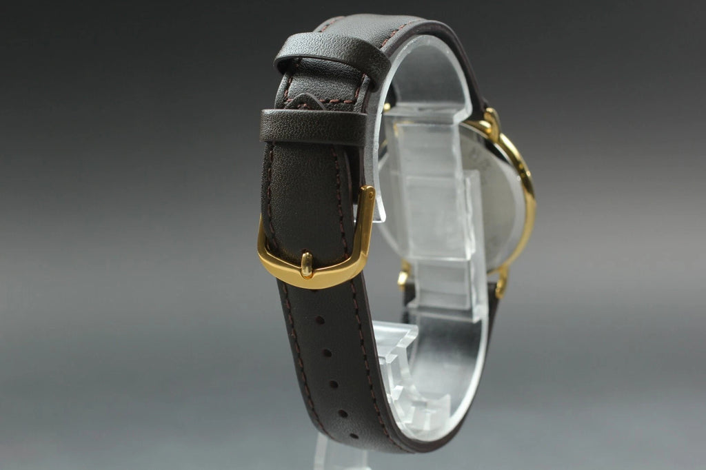 Vintage Omega DeVille 196.0312 Gold Date Quartz Mens Watch 32mm